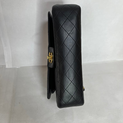 Chanel Classic Flap Vintage Medium Black Lambskin Leather 24k Gold Hardware 1994-1996