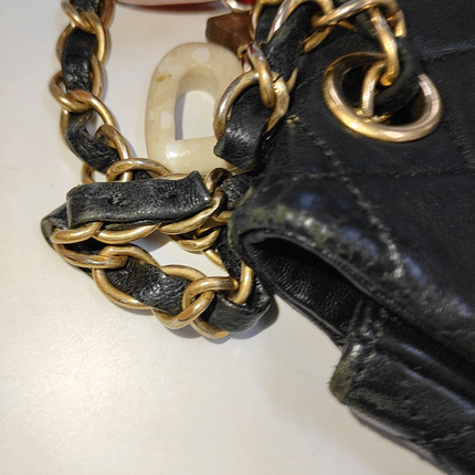 Chanel Classic Flap Medium Black Lambskin Leather Valentine Marine Charms