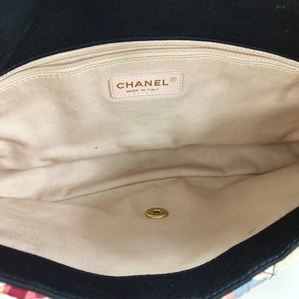 Chanel Jumbo Quilted Multicolor Patchwork Jersey Flap Bag