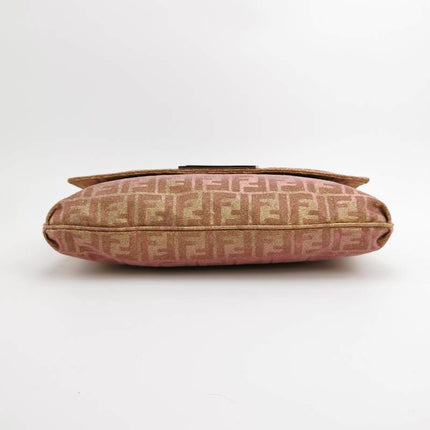Sold Fendi Iridescent Pink Zucca Print with Crystal Buckle Shoulder Bag