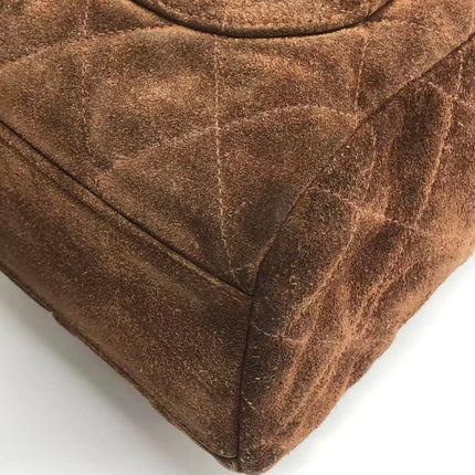 Chanel Vintage Kelly Brown Suede Leather Shoulder Bag Silver Hardware, 1996-1997