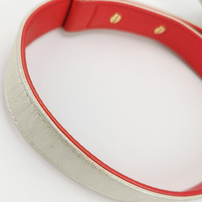 Chanel Le Boy Medium White Pearlescent Waffle Lambskin Leather Red Lock 2013-2014