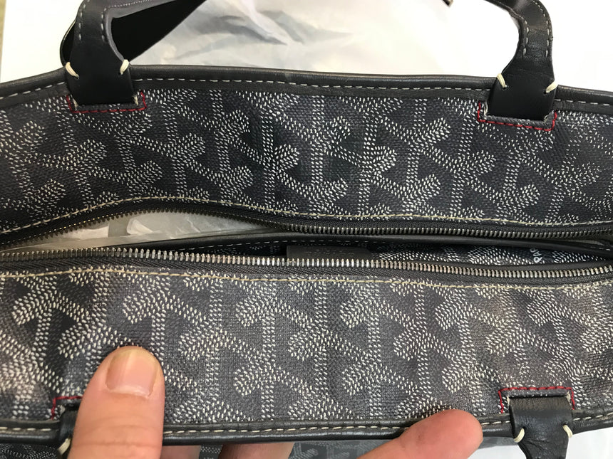 Goyard Artois PM Small/Medium Grey Tote with Leather Corners and Zip Opening
