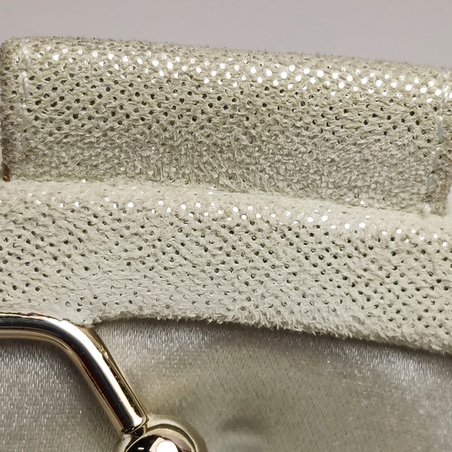 Chanel White Rabbit Fur Kiss Lock Clutch Chain Bag