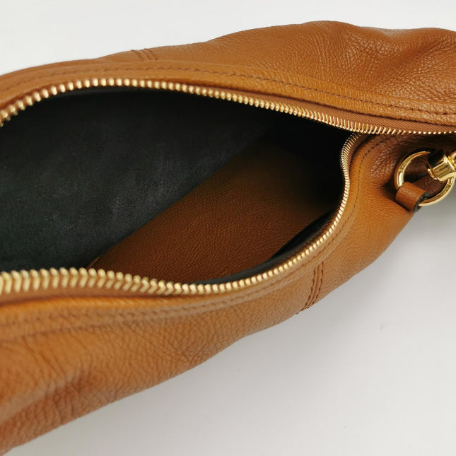 CHLOÉ Bracelet Hobo Embellished Brown Glossed Textured-leather Shoulder Bag