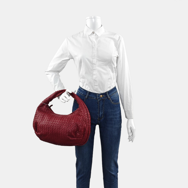 Bottega Veneta Belly Hobo Intrecciato Red Burgundy Medium 40cm