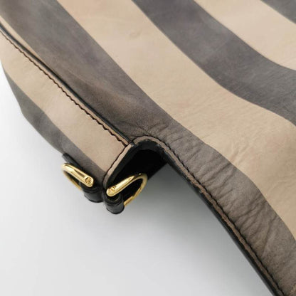 Sold Fendi Baguette Crossbody Bag Leather Beige and Black Stripes