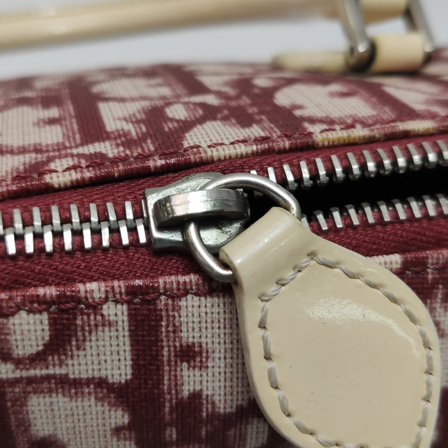 Dior No. 1 Rasta Trotter Bowling Bag Red Oblique Canvas White Patent Leather