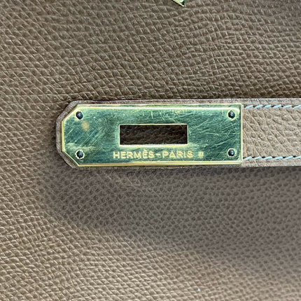 Hermes Kelly 32 Sellier Vintage Gold Epsom Leather Gold Hardware With Strap 1990