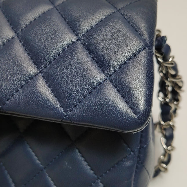 Chanel Classic Flap Mini 2020 Navy Lambskin Leather Silver Hardware