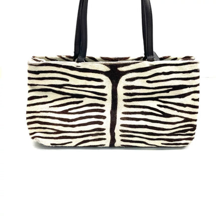 Prada Zebra Print Pony-style Calfskin Leather Brown Shoulder Bag