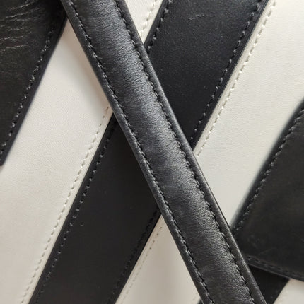 Saint Laurent Sac De Jour Small Black and White Striped Leather Handbag