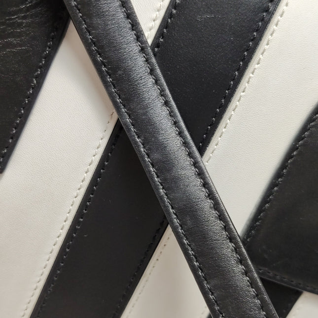 Saint Laurent Sac De Jour Small Black and White Striped Leather Handbag