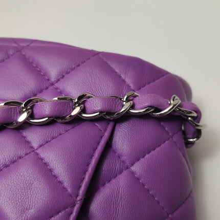 Chanel Classic Flap Mini Purple Lambskin Leather Silver Hardware