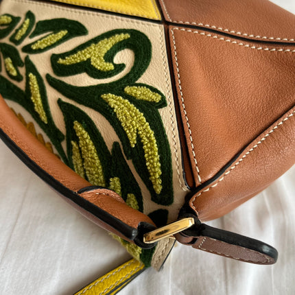 Loewe x William De Morgan Puzzle Mini Embroidered Brown Yellow Multicolor