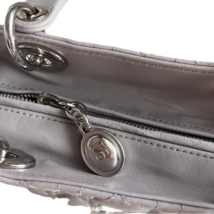 Sold Lady Dior Grey Cannage Leather Medium no strap