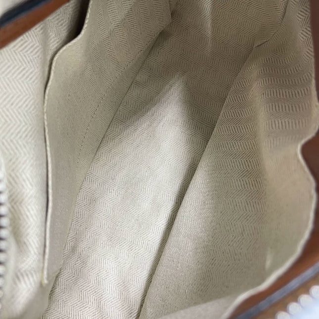 Loewe Puzzle Small Leather Woven Caramel Tan Crossbody Bag