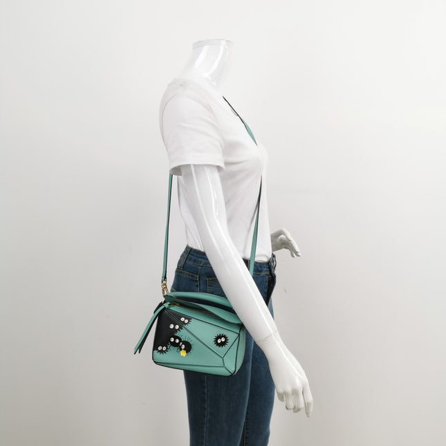 Loewe x Spirited Away Studio Ghibli Collection Puzzle Calcifer Mini Black Crossbody Bag