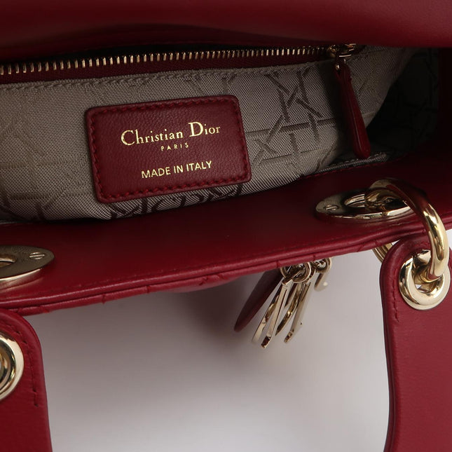 Lady Dior Small My Abcdior Burgundy Lambskin Cannage Leather Gold Hardware 2017