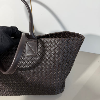 Bottega Veneta Cabat Tote Intreccio Leather Dark Chocolate Brown 40cm