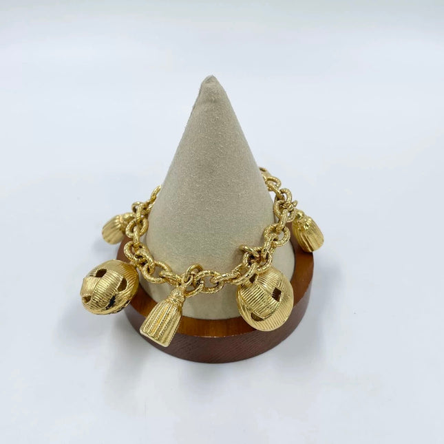 Celine 1990s Vintage Gold-tone Link Charms Bracelet