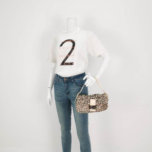 Sold Fendi Baguette Pony-hair Calfskin Leather in leopard print white and Pink
