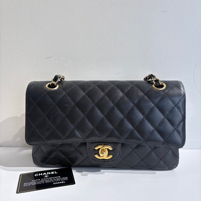 Chanel Classic Flap Medium 2016 Black Pixel Effect Calfskin Leather Gold Hardware