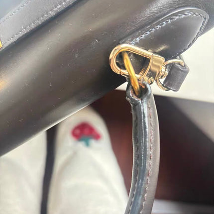 Hermes Kelly 32 Sellier Dark Chocolate Brown Box Leather Gold Hardware 1988