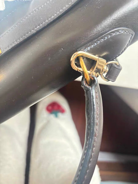 Hermes Kelly 32 Sellier Dark Chocolate Brown Box Leather Gold Hardware 1988