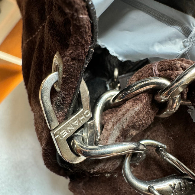 Chanel Classic Flap Medium Dark Chocolate Brown Suede Leather Silver HW, 1996-1997