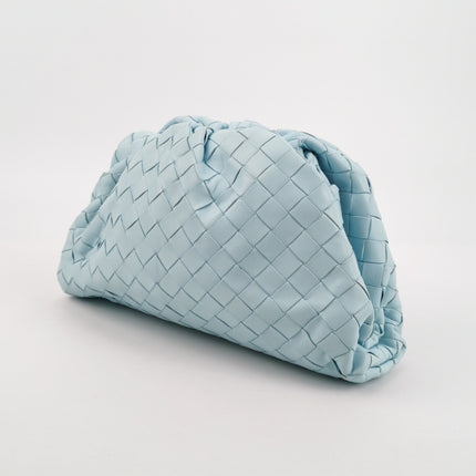 Bottega Veneta Pouch Large Intrecciato Light Blue Calfskin Leather