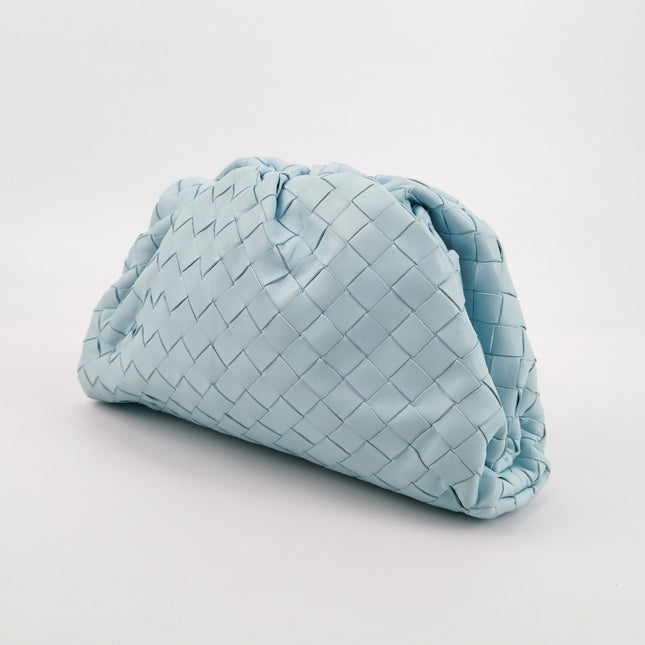 Bottega Veneta Pouch Large Intrecciato Light Blue Calfskin Leather