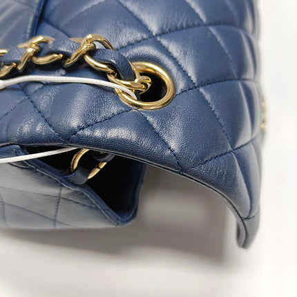 Chanel Classic Flap Rectangular Mini 2015 Navy Lambskin Gold Hardware