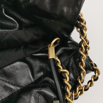 Sold Chanel 22 Hobo Bag Mini Shiny Calfskin Leather Black with Gold-tone Hardware