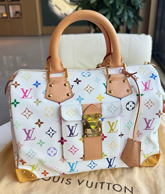 Louis Vuitton x Takashi Murakami Speedy 30 Lock White Multicolor-Luxbags