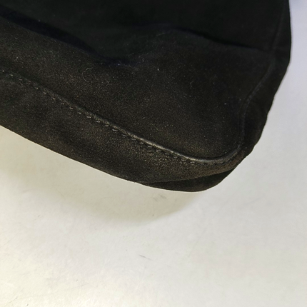 Fendi Mamma Baguette Forever Black Suede Leather Red Buckle