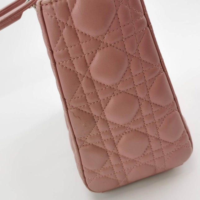 Sold Lady Dior 2012 Medium Pink Cannage Leather Handbag