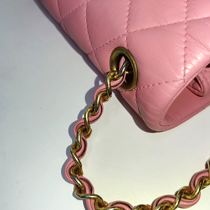Chanel Classic Flap Rectangular Mini Pink Lambskin Leather Gold Hardware