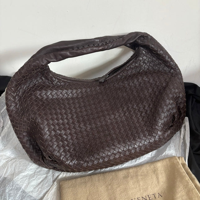 Bottega Veneta Belly Hobo Intreccio Leather Dark Chocolate Brown Large 55cm