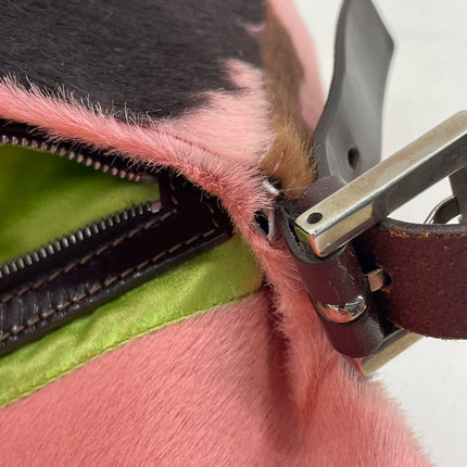 Fendi Baguette Pony-style Calfskin Leather Shoulder Bag in Pink Cow Print