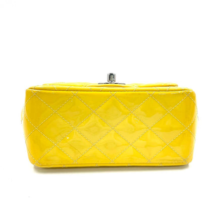 Chanel Classic Flap Mini Square Yellow Patent Lambskin Crossbody Bag 2014