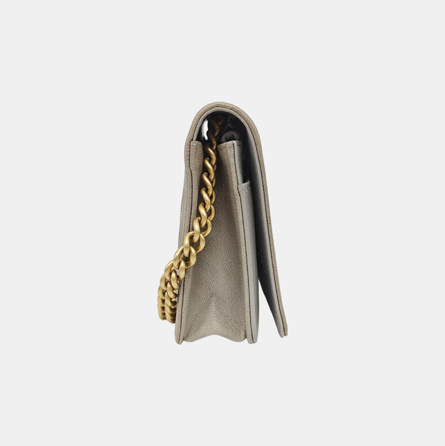 Chanel Wallet on Chain Boy Flap Grey Caviar Leather Gold Hardware 2018