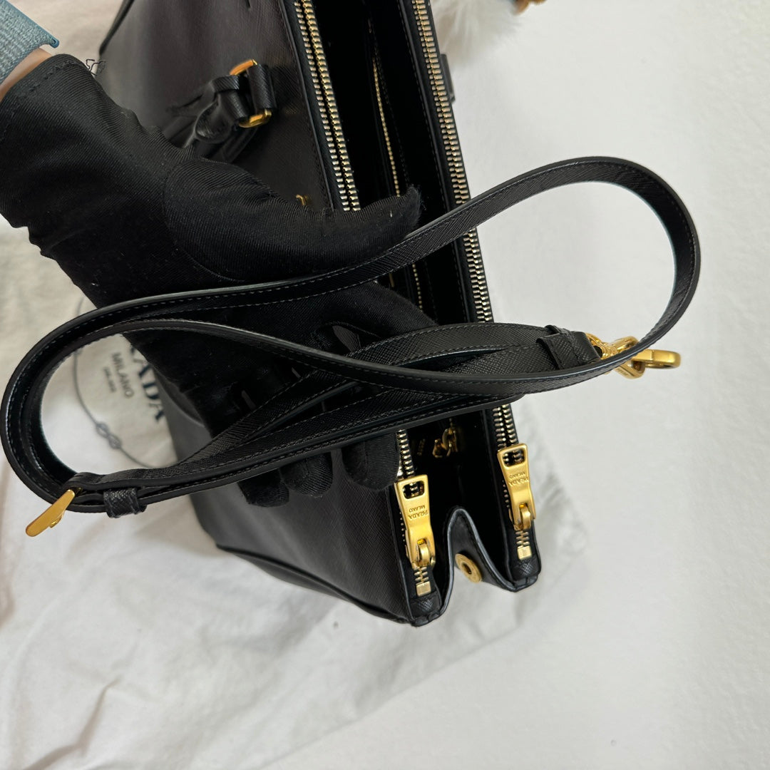 Prada Galleria Saffiano Leather Medium Black Handbag 33cm