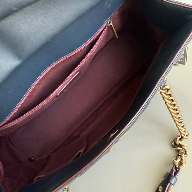 Chanel Perfect Edge Tote Quilted Navy Leather Antique Gold Hardware