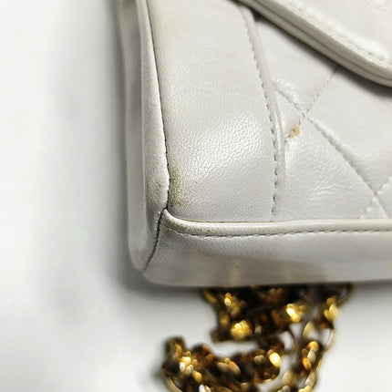 Chanel Diana CC Flap Bag Small Vintage White Lambskin Leather with 24k Gold HW, 1989-1991