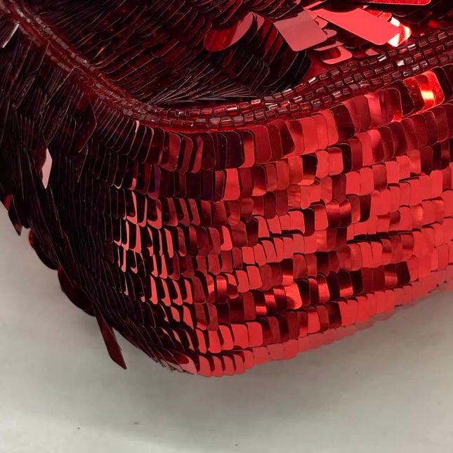 Fendi Baguette Medium Red Glitter Sequins Shoulder Bag