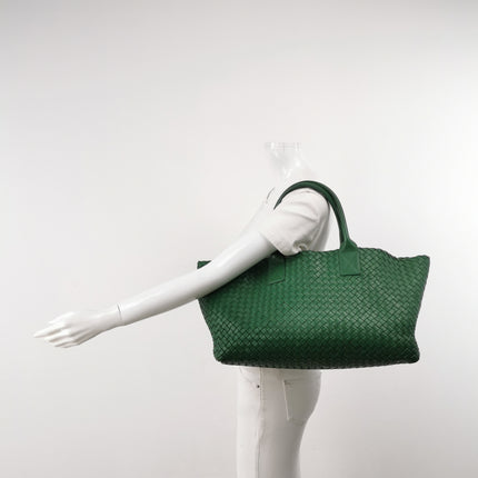 Bottega Veneta Cabat Tote Green Intreccio Leather 40cm