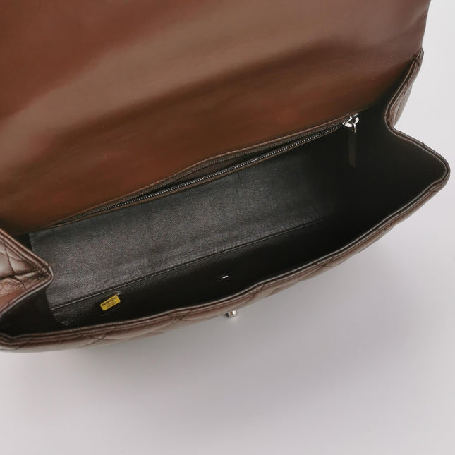 Chanel Vintage Top Handle Kelly Flap Bag Brown lambskin leather