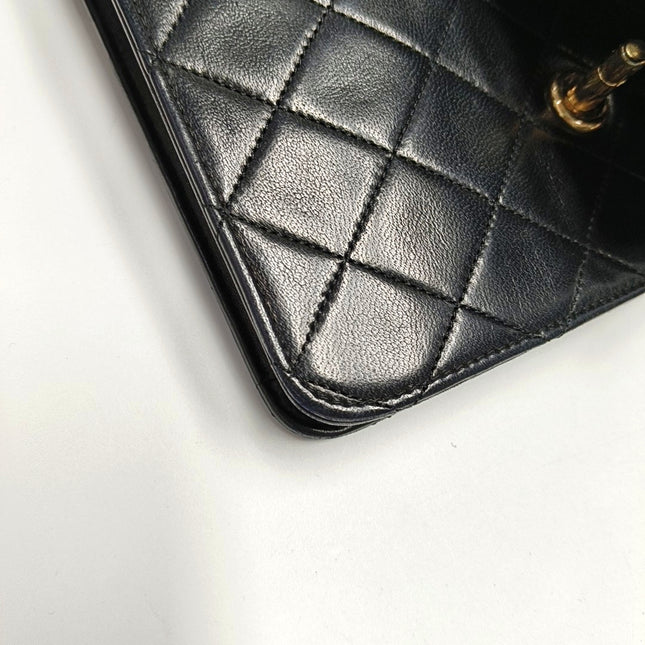Chanel Vintage Double CC Turnlock Small Black Lambskin Leather 2Way Shoulder Bag