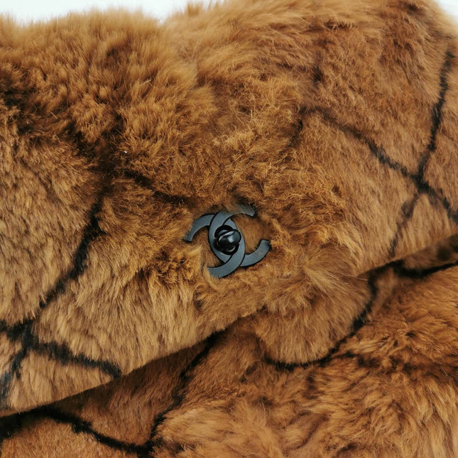 Sold Chanel 2002 Brown Lapan Rabbit Fur Vintage Flap Bag
